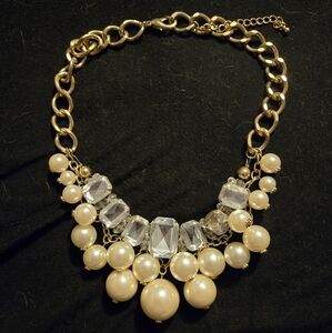 Fake Pearl, Diamond gold necklace